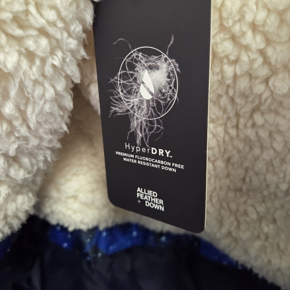 Lands End Kids Galaxy Down Filled Blue Winter Ski Jacket & Gloves Parka Size XL - Picture 4 of 9